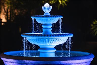 Fuente iluminada por la noche con LED