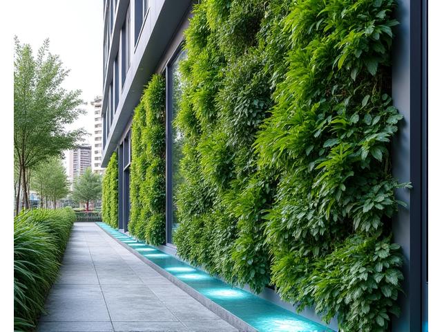 Jardín vertical acuático en espacio urbano